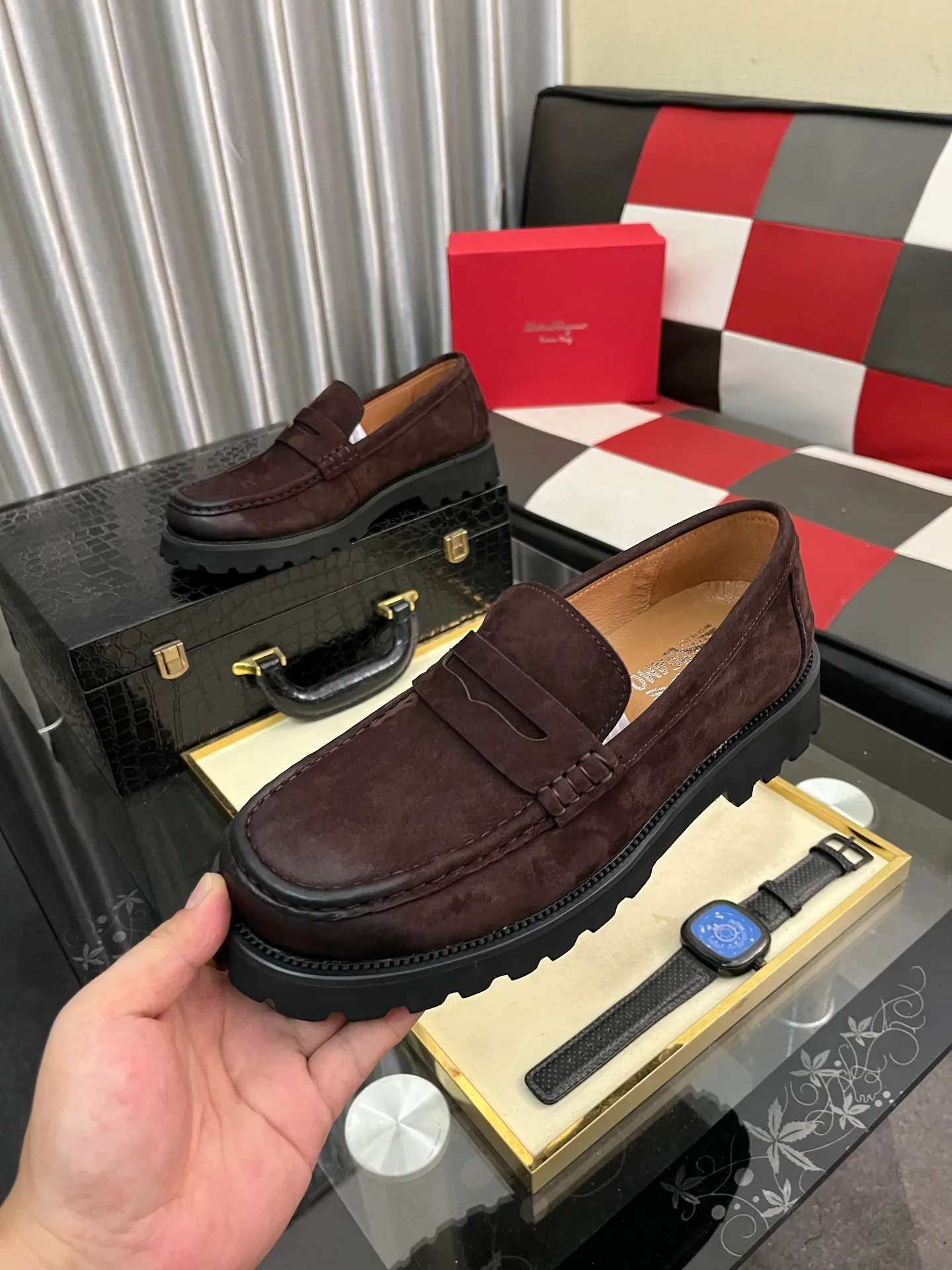 Men's shoes 💰500⌚️⌚️[Salvatore Ferragamo] Ferragamo business leather shoes, 1:1 top purchasing quality, imported selected original open-edge beaded calfskin for the uppers, imported original water-dyed cowhide for the inner feet, imported original customized Italian handmade lightweight foam outsole, size: 38-44 2️⃣colors available